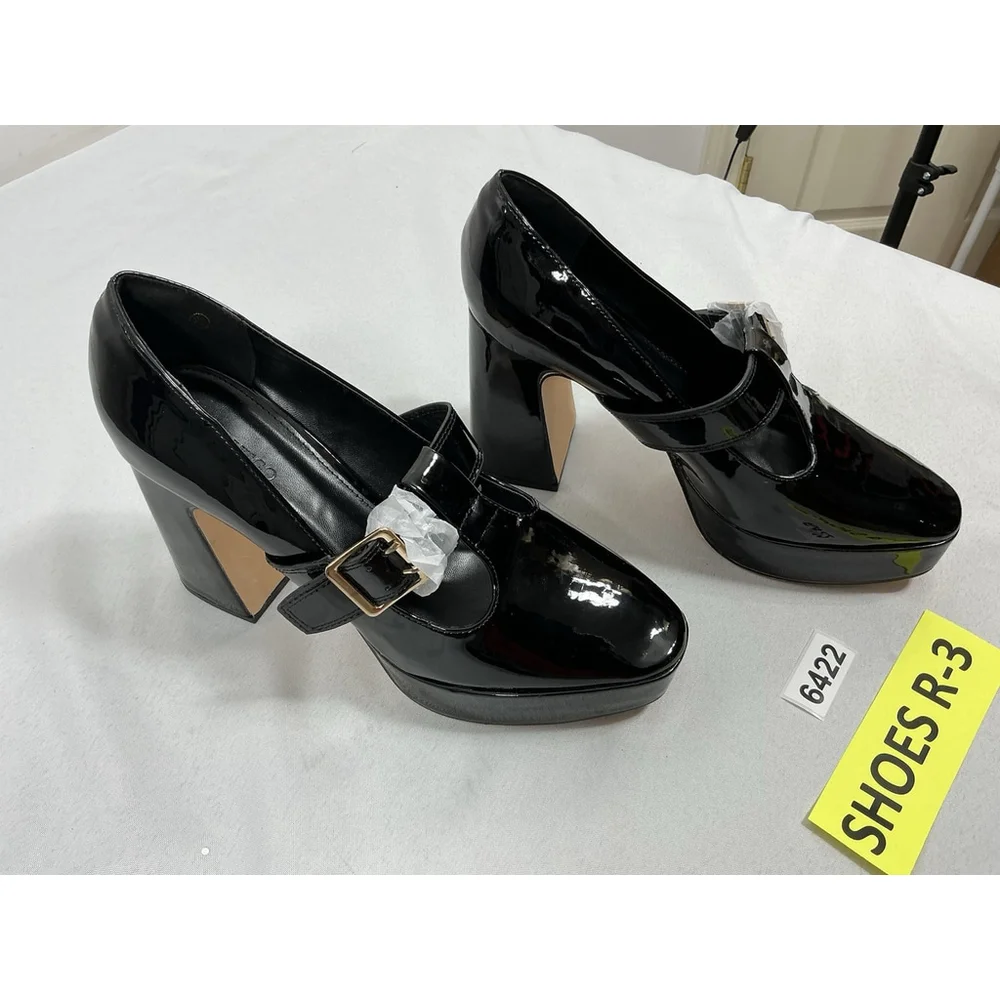 Womans Pb3 NWOT Coutgo Platform Mary Jane Pumps 9.5 Black Strap Buckle Close - Picture 2 of 9